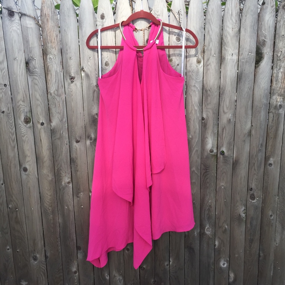 Kensie Draped Snake-Chain Keyhole Dress